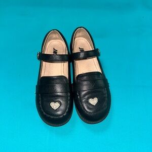 Kids Black Mary Jane Shoes with Heart Detail Size 3